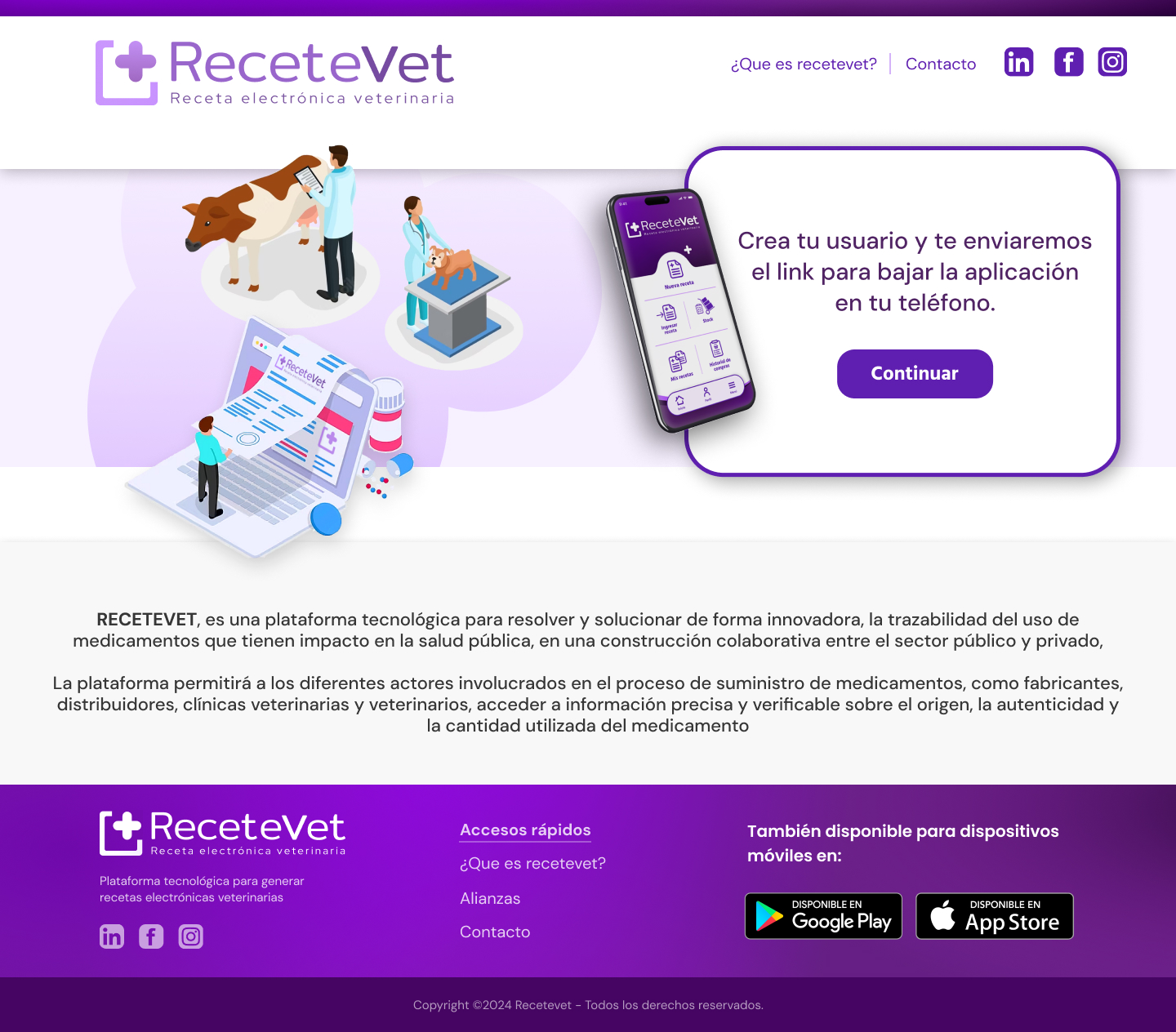 Sitio web Recetevet